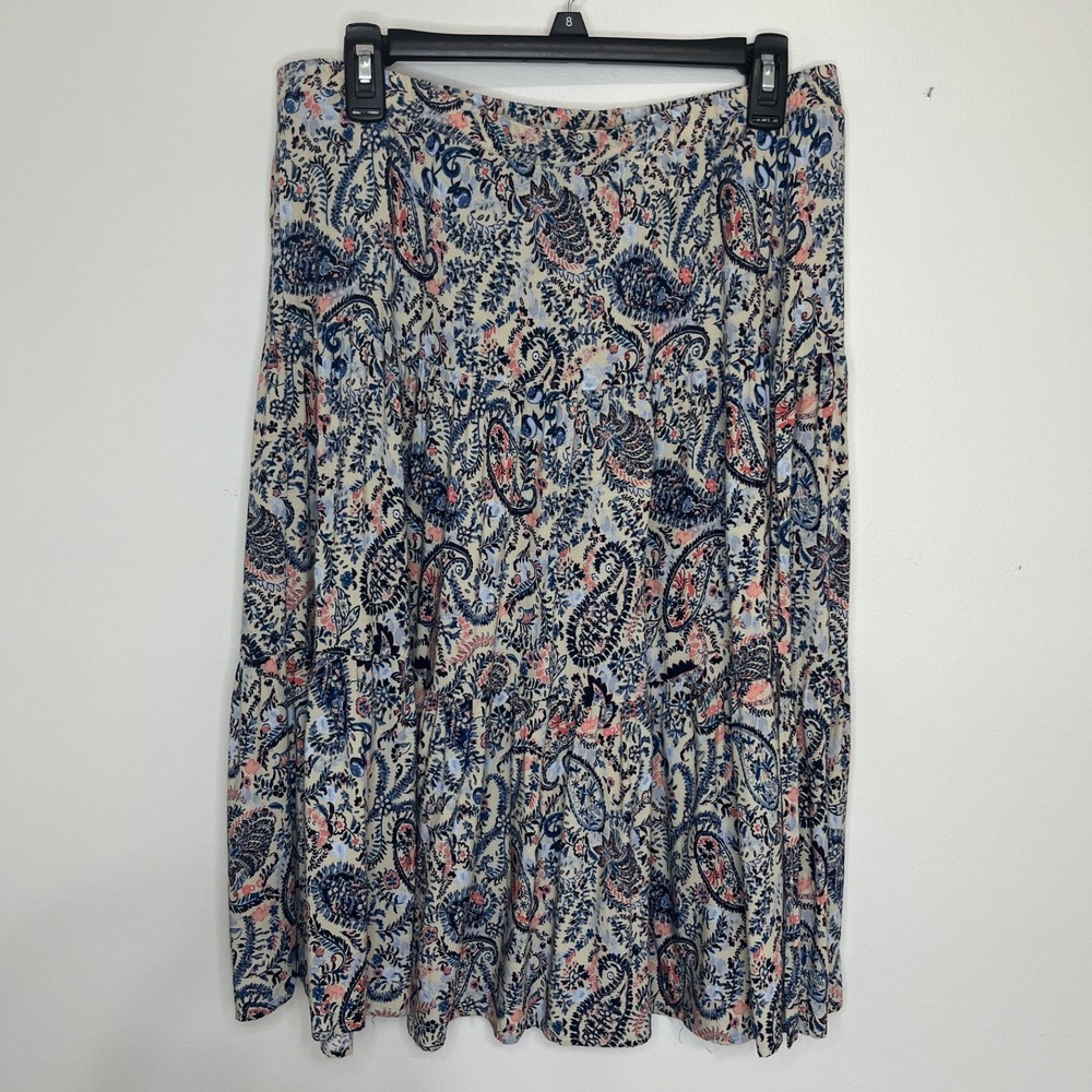 Cato Paisley Midi Skirt Women's L  Flowy Cottage Core
